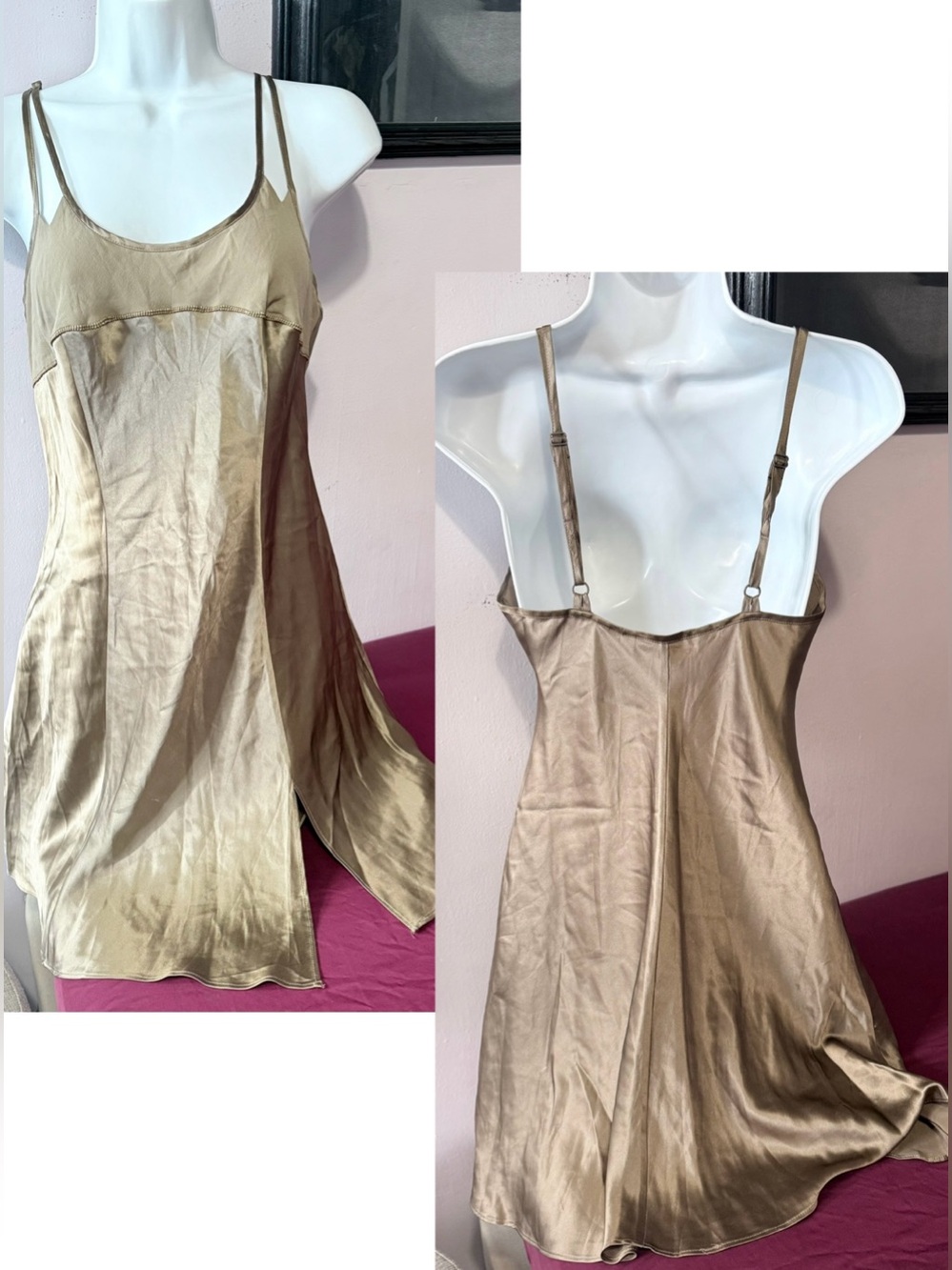 Victoria's Secret Gold 100% SILK Slip Dress